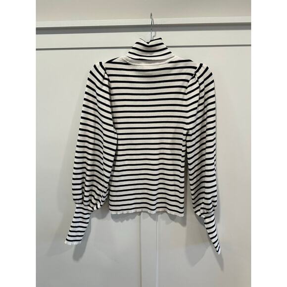 A.L.C Karla Striped Bishop Sleeve Ribbed Turtleneck - Picture 2 of 4